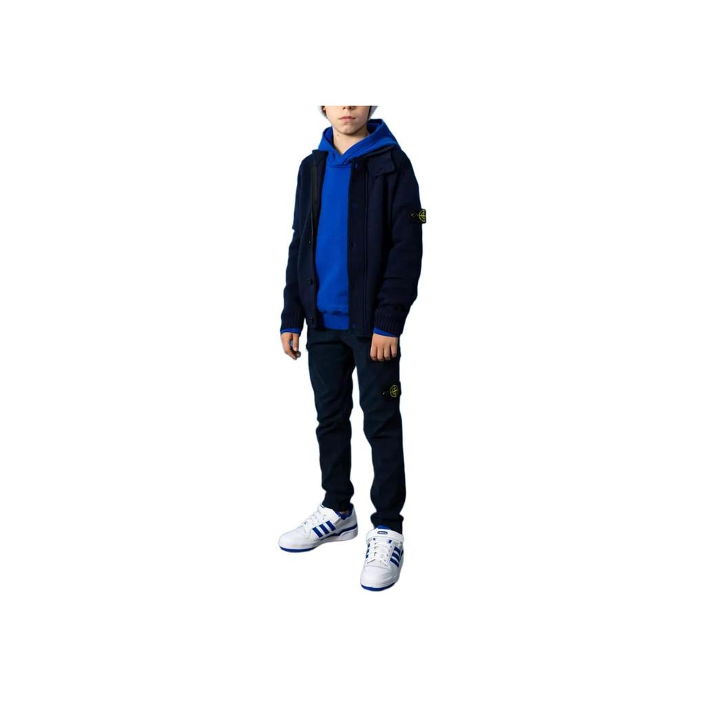 STONE ISLAND Свитер Логотип Нашивка Пуговица Приталенный Длинный рукав Вязаный Детские свитеры Черный 7916503Z1-V0029