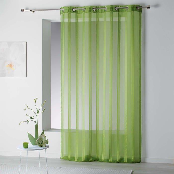 Rideau à œillets voile - EDEN - Collection Sacha - Rayures tons sur tons - 140 x 260 cm - 8 œillets métal argent Ø4 cm