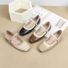 Soft Leather Hollow One-Word Buckle Mary Jane Shoes Women'S Summer Square Head Shallow Mouth French Niche Low-Heeled Single Shoes