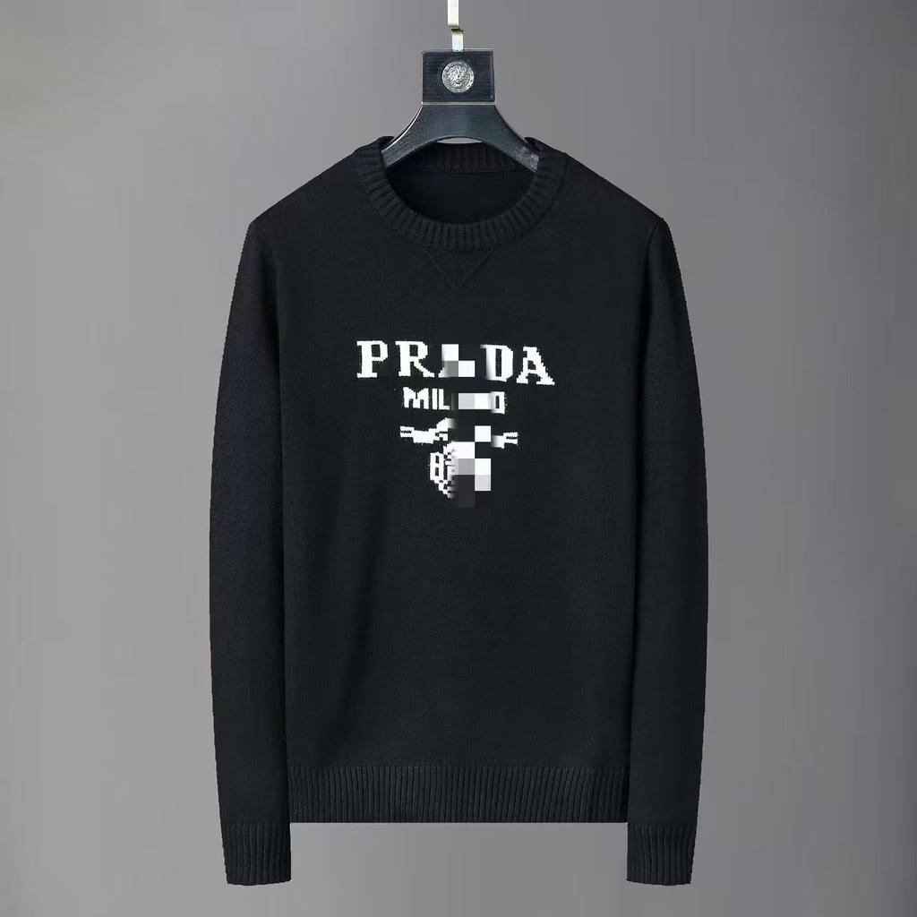 Унисекс свитер Prada с липучками и полным принтом: Куртка с длинным рукавом и круглым вырезом