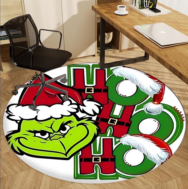 The Grinch Pattern Round Rug, Indoor/Outdoor Mat, for Picnic, Gameroom, Bedroom, Office, Living Room, Home Decor Carpet, Birthday Gift
