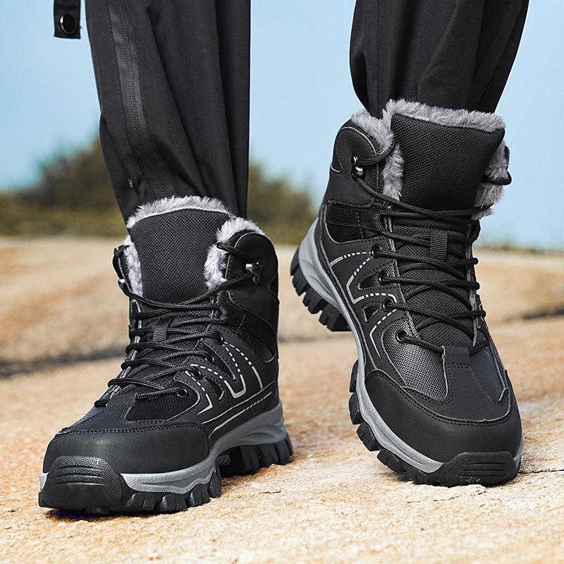 Winter Warm Men Boots Large Anti Cold Plush Ankle Boots Thick Bottom Anti Slip Snow Casual Hiking Shoes Botas Cuturno Masculinas