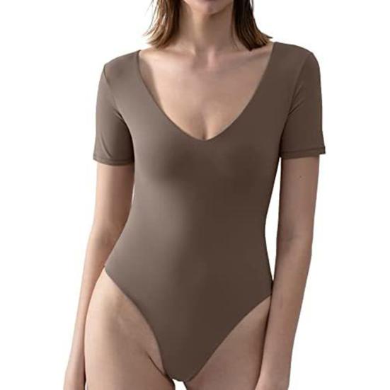 Sexy V Neck Short Sleeve Bodysuit