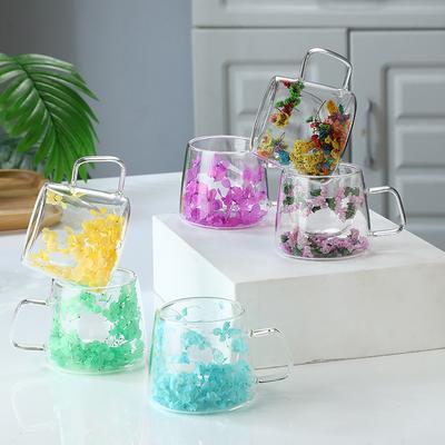 Чашка для кофе из двухслойного стекла с настоящим цветком, подарок высокой ценности, чашка из высокоборосиликатного стекла, простая чашка