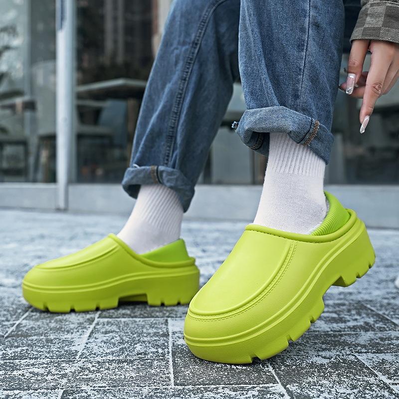 Теплая зимняя хлопковая обувь, женские теплые меховые домашние тапочки, нескользящие плюшевые тапочки из ЭВА, домашние тапочки для пар с толстой подошвой, шлепанцы