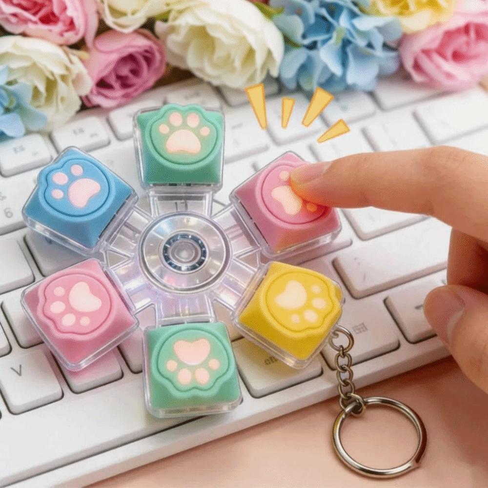 Relief Stress Keyboard Keychain 6 Keys Button Keyboard Clicker Toy Fidget Keychain For Gifts