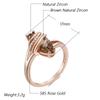Модное коричневое кольцо винтажного стиля с натуральным цирконом для женщин, уникальная геометрия, цвет розового золота, высокое качество, повседневные украшения
