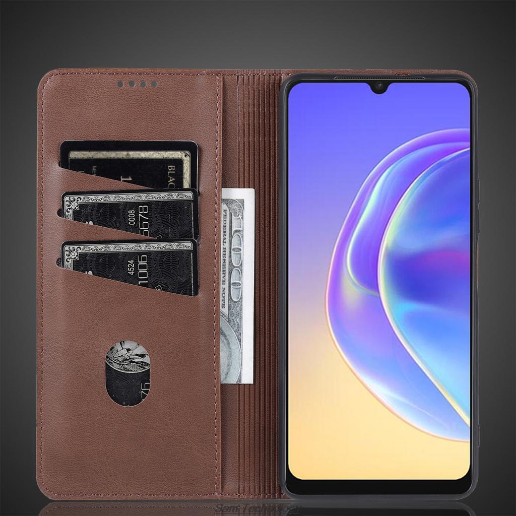 Роскошный магнитный адсорбционный кожаный чехол для Vivo V21e 4G Flip Cover Защитный чехол Capa Fundas Coque