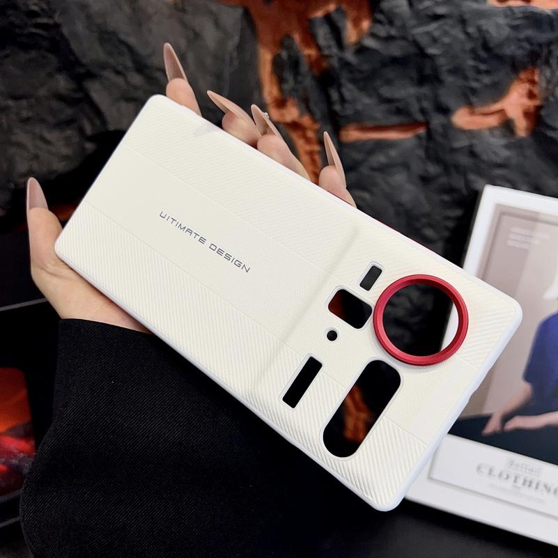 Red Camera Frame with Textured Case For ZTE nubia Z80 Ultra zte Z70S Ultra z70 ultra Ultimate Design Shockproof Cover
