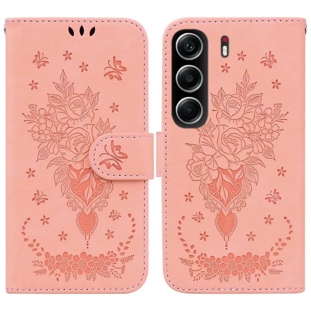 Для TECNO Camon 40 4G Чехол Кошелек из ПУ кожи с оттиском бабочки и цветка Чехол для телефона со шнурком