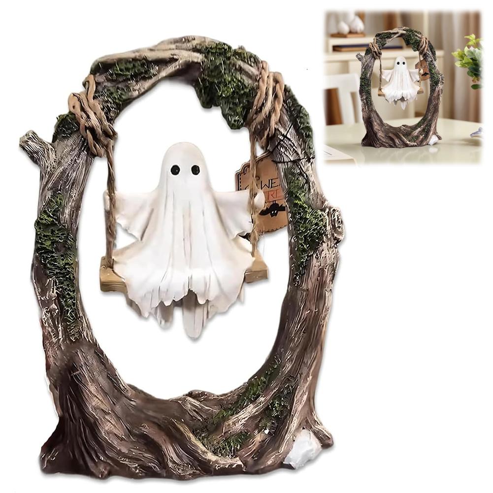 Cute Spooky Halloween Figurine Resin Small Ghost Figurine Multi-Purpose Lovely Ghost Decorations for Desktop Bookshelf Decor