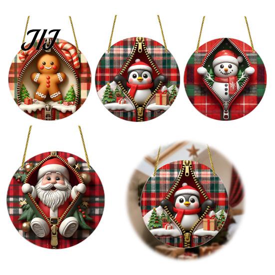 Christmas Tree Hanging Ornaments Double-sided Acrylic Ornaments, Xmas Cartoon Snowman/Penguin/Gingerbread Man/Santa Claus Double Sided Decorations