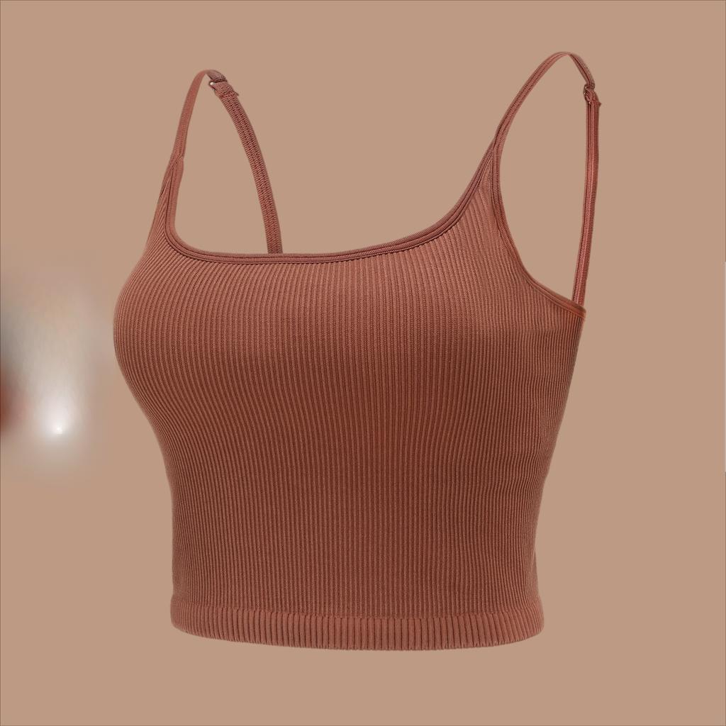 Women's Sports Underwear with Bra Pads Back Sling Sexy U-neck Thin Straps Yoga Tank Tops