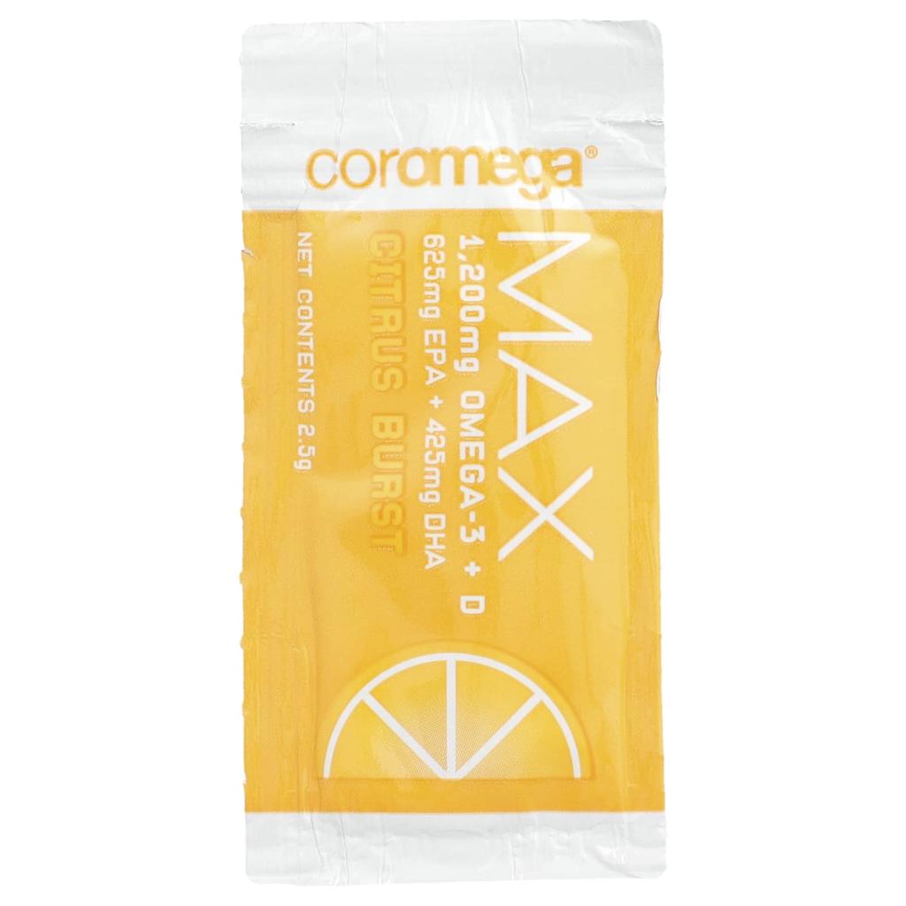 Omega 3 Max, High Concentration Omega 3 Squeeze Shot, Citrus Burst, 90 Packets, 2.5G Each