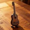 Wooden Mini Guitar Model with Stand Tiny Classical Guitar Figurine Miniature Musical Instrument Ornament Home Office Desktop Decoration