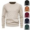 Осенне-зимний новый мужской пуловер с круглым вырезом, однотонная мужская футболка