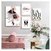 Canvas Art Print Sexy Lips Paintings High Heels Posters Pink Flower Wall Pictures Home Decor Fashion Poster Women Perfume Makeup
