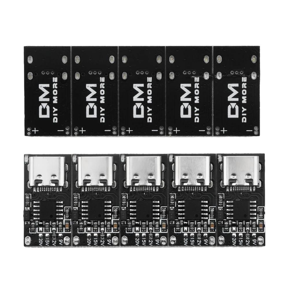 5pcs Type C PD2.0 PD3.0 Fast Charge Trigger Polling Detector USB Boost Power Supply Change Module Charger Board diymore