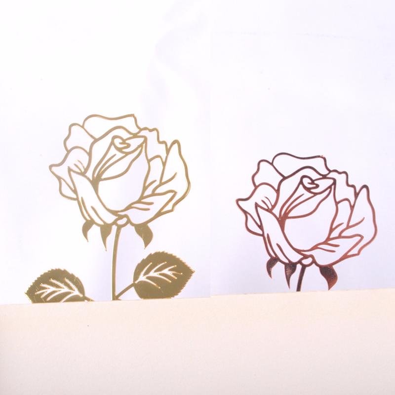 Luxury Metal Rose Flower Bookmarks Greeting Cards Chancery School Office Accessories Tab for Books