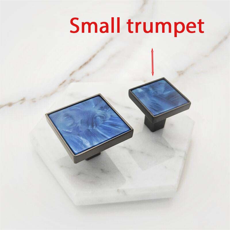 Black Marble Shell Stone Handle Hook Single Hole Six Square Cabinet Door Wardrobe Cabinet Door Handle Furniture Accessories Knob