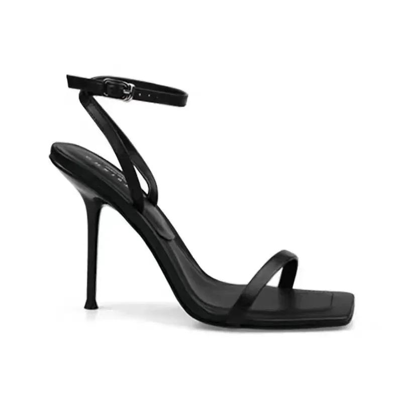 Fashion Shoes for Women Buckle Strap Solid Women's Sandals Peep Toe Thin Heels Super High Pump Women Square Toe Heeled Sandals