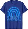 Foster Care Awareness Month Rainbow Ribbon Blue TShirt Women Unisex Summer Fashion Cotton Graphic T Shirts Streetwear Tops Tee