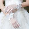 1 пара элегантных кружевных перчаток с оборками из тюля, свадебные перчатки из полиэстера с бантом, женские варежки, аксессуары к платью