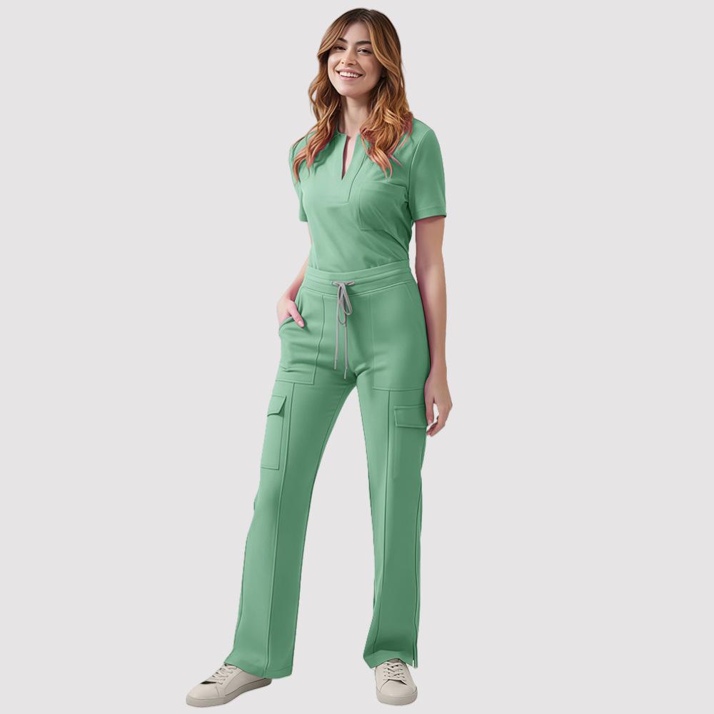 Женский медицинский костюм с V-образным вырезом - Повседневная кофта и брюки