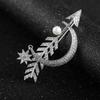 Blucome Luxury Copper Moon Arrow Shape Brooches Corsage Silver Color Star Simulated Wedding Bridal Brooch Collar Clip