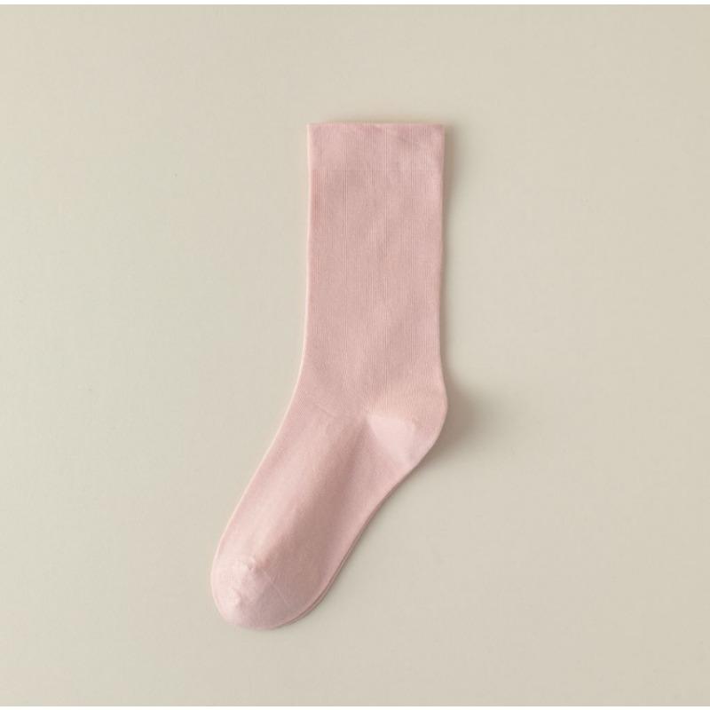 5 пар однотонных хлопковых носков средней длины, трикотажные свободные длинные мягкие повседневные носки на весну и осень, черные, белые, дышащие женские носки