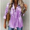 New Fashion Floral Print Plus Size Long Sleeve Womens Blouse