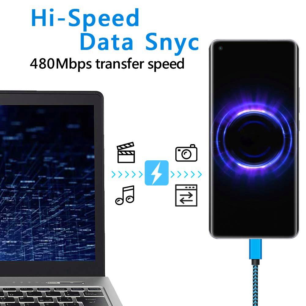 Кабель USB Type C Date Sync 2.4A для быстрой зарядки, нейлоновый плетеный провод, зарядный кабель для мобильных телефонов Huawei Android 1M 2M 3M