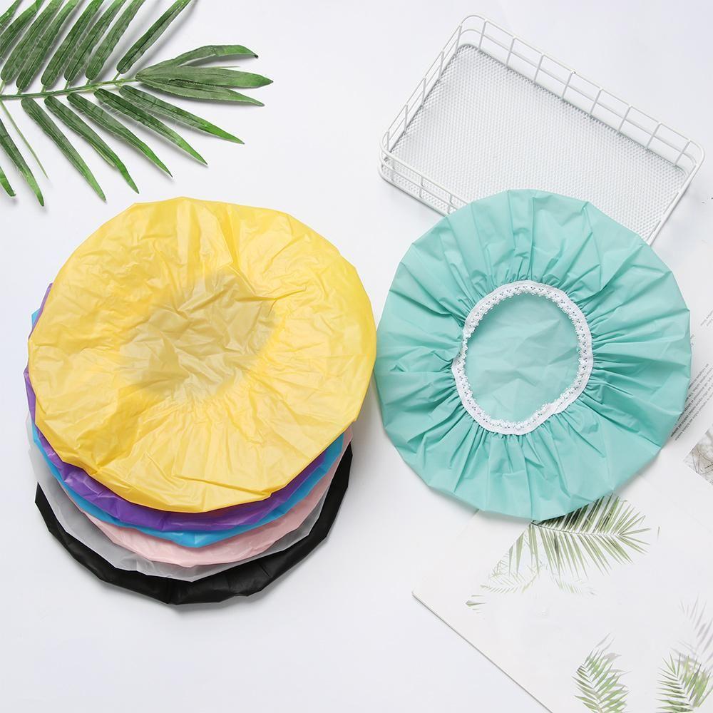 New Bathroom Supplies Salon Product Bathing Shower Cap Waterproof Hats Hair Protect Elastic Band