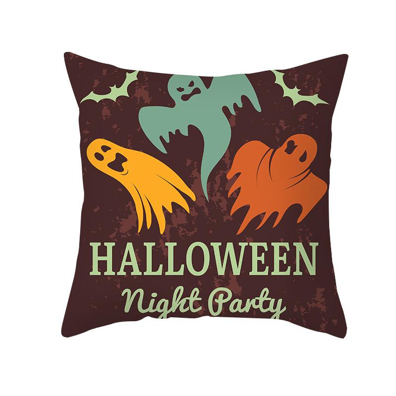 Halloween Cartoon Skull Spider Demon Bat Decorative Pattern Pillow Case Bedroom Living Room Sofa Cinema Garden Throw Pillow Case