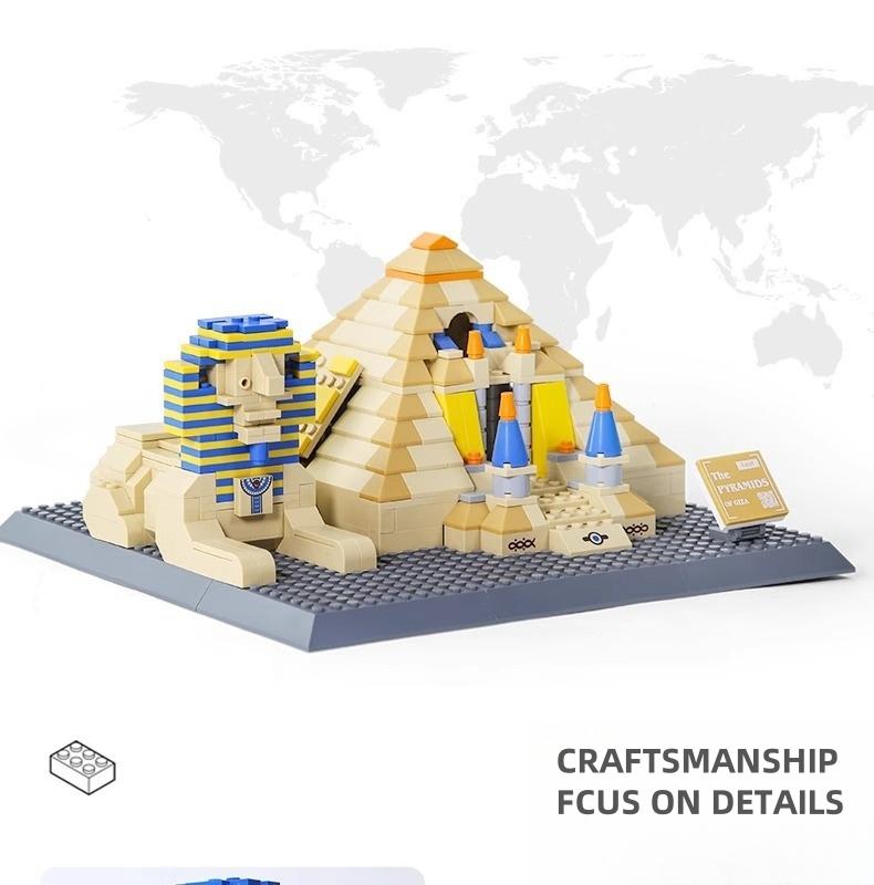 643PCS Bricks World Famous Architecture Great Pyramid of Giza-Cairo Egypt Model Building Bricks Toy For Children