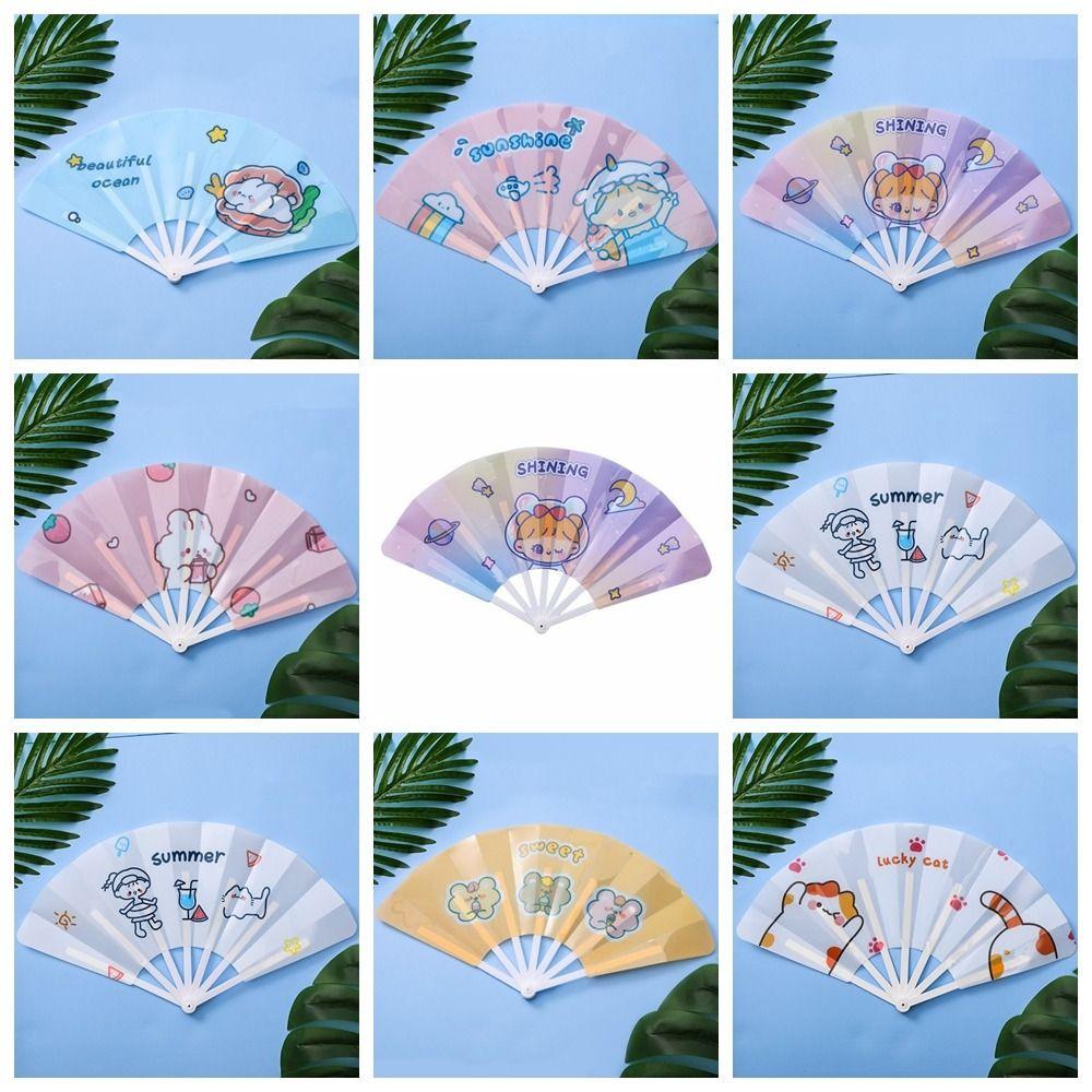Gifts Folding 7-fold Fan Cartoon Cartoon Folding Fan Cute Hand Held Fan