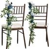 2Pcs Wedding Chair Decorations Aisle Floral Swag Artificial Pew Flowers Hanging Garland for Ceremony Church Rose Floral Faux Arrangement Party Decor