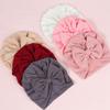 Solid Color Infant Turban Hat Elastic Baby Beanie Cap with Bowknot Decor Fashionable Headdress Cosy Newborn Accessories
