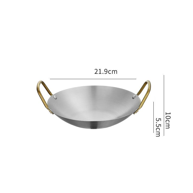 Stainless Steel Seafood Rice Pot Home Cooking Paella Pan Picnic Snack Plates Cookware Saucepan Dry Pots with Handle for Kitchen
