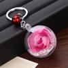 1 шт. брелок с цветком розы, брелки с цветком, брелок для ключей с колокольчиком, шелковый Шарм, брелок с хрустальным шаром