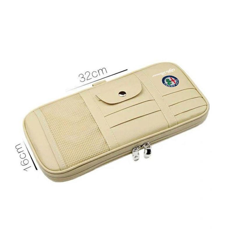 Car Sun Visor Storage Bag Glasses Clip Card Bill Holder For Alfa Romeo giulia stelvio giulietta 159 147 156 166 Car Accessories rfv233