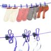 Adjustable Retractable Airer Windproof Rope with 12 Clip Stretch Clothesline Elastic Clothesline Travel Washing Line