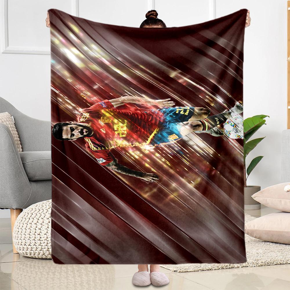 Soccer Player Action Blanket Warmthful Decor Great for Bed Livingroom Chair for All Seasons Digital Print Unique Gift for Family and Friends Camping