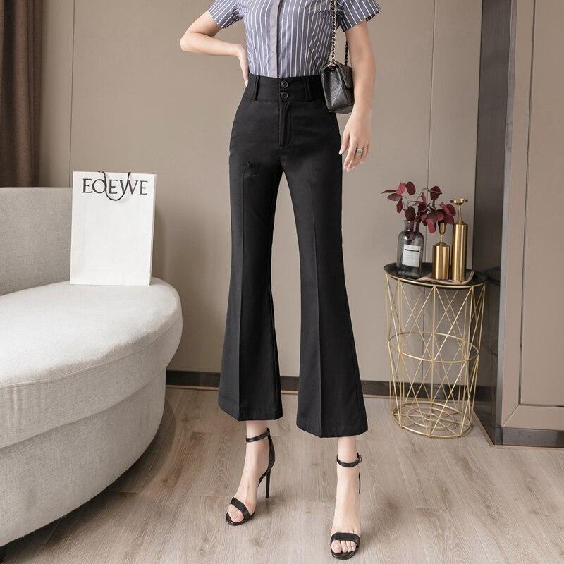 Harajuku OL Office Summer High Waist Summer Women's Wide Leg Capris Flare Pants for Women Baggy Suit Pants Woman Trousers