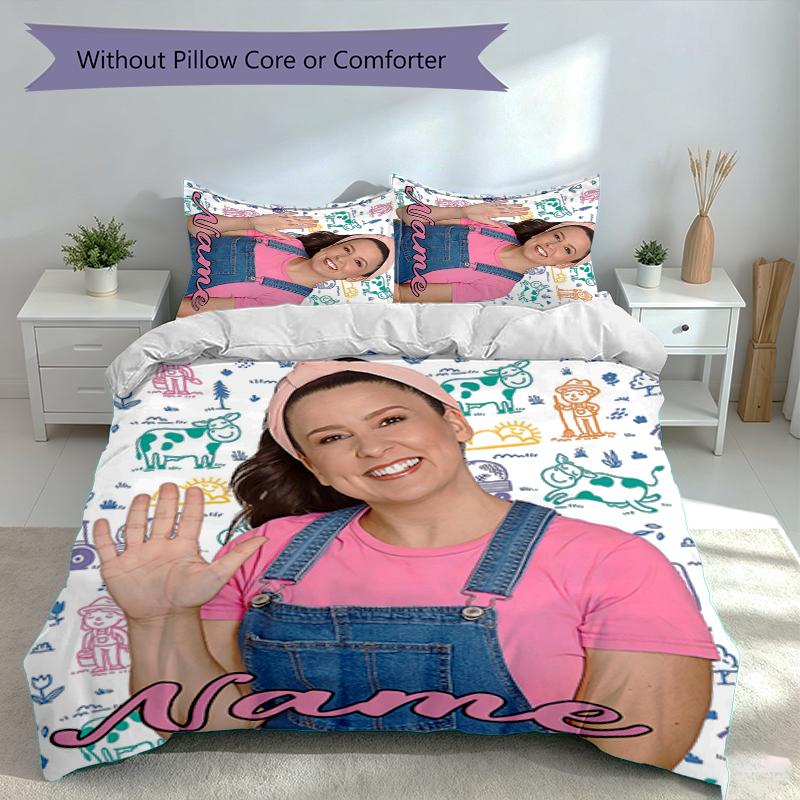 3pcs Custom Name Ms. Rachel Set,Includes 1 Duvet Cover and 2 Pillowcases,All-season Bedroom Decor