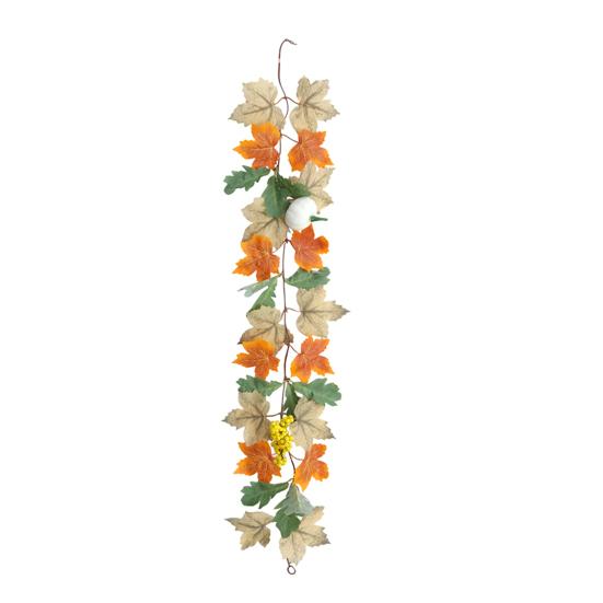 100/175Cm Artificial Maple Leaf Garland Uv Resistant Fall Halloween Thanksgiving Day Harvest