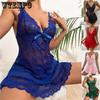 European and American Perspective Sexy Lingerie Plus Size Lace Temptation Pajamas Set