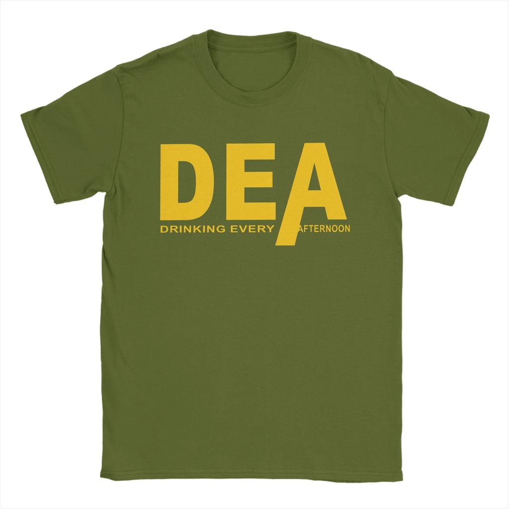 Vintage DEA Drinking Every Afternoon TShirts Unisex O Neck Cotton T Shirt Short Sleeve Tees Plus Size Clothing