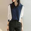 Chiffon Professional Dress Shirt Color Blocked Autumn Women's High-end Shirt Long Sleeved Top Temperament Small Shirt Blouses & Shirts