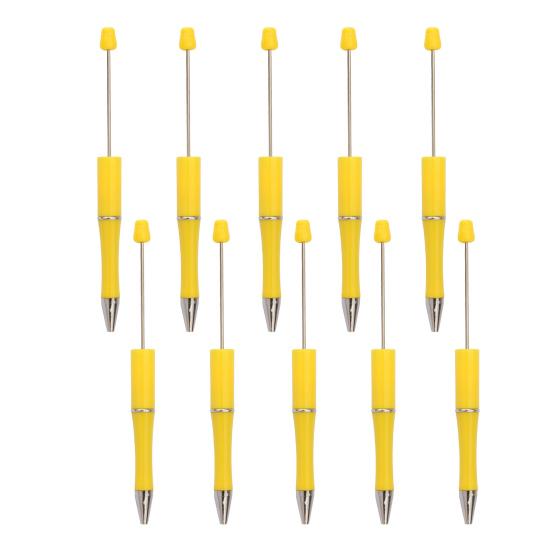 10 шт. ручек DIY с бусинами, с разноцветными бусинами и заправляемыми чернилами, шариковая ручка для плавного письма, креативная поделка для детей, забавные школьные принадлежности